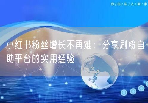 小红书粉丝增长不再难:分享刷粉自助平台的实用经验