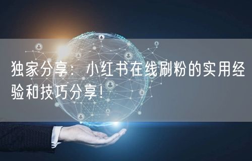 独家分享:小红书在线刷粉的实用经验和技巧分享!